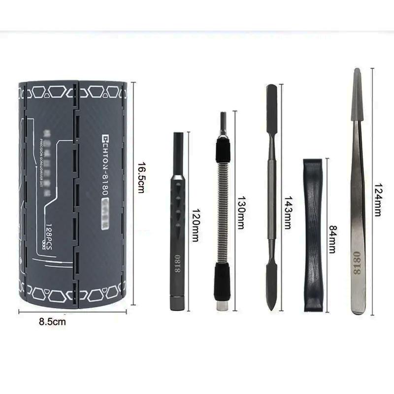 Набор магнитных отверток 128в1 для точных работ с битами из стали S2 Roll-up хранения Gray (110299) - фото 4 Набор магнитных отверток 128в1 для точных работ с битами из стали S2 Roll-up хранения Gray (110299) - фото 4