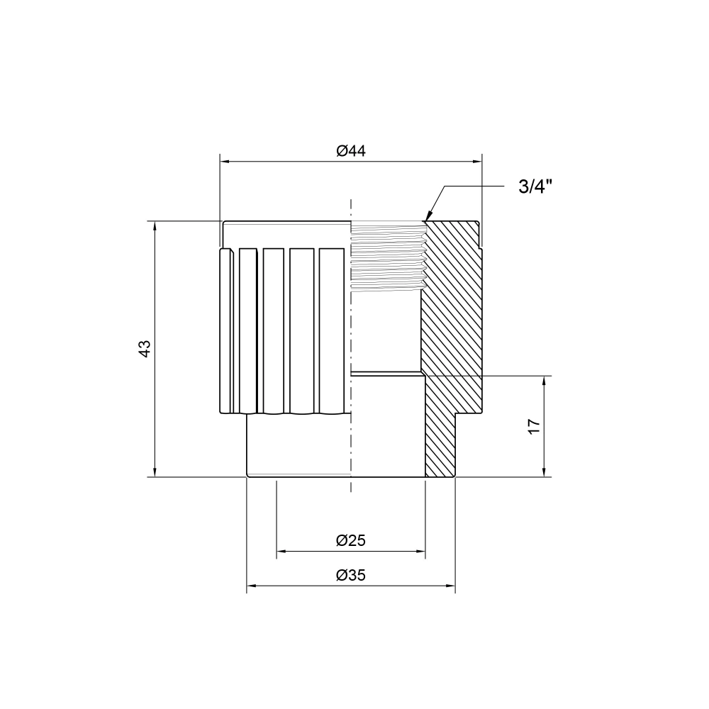 Муфта для поліпропіленових труб Thermo Allince внутрішня 25x3/4" (273810#) - фото 2