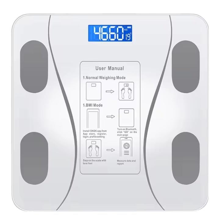 Ваги підлогові електронні Bluetooth A-8003 з додатком на телефон до 180 кг Білий