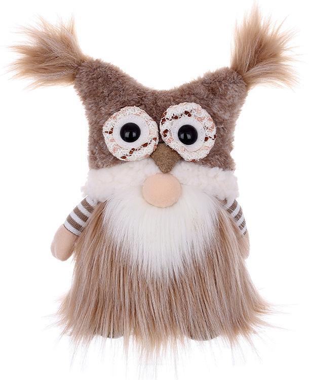 Іграшка м'яка Гном у шапці Сови 30 см Бежевий