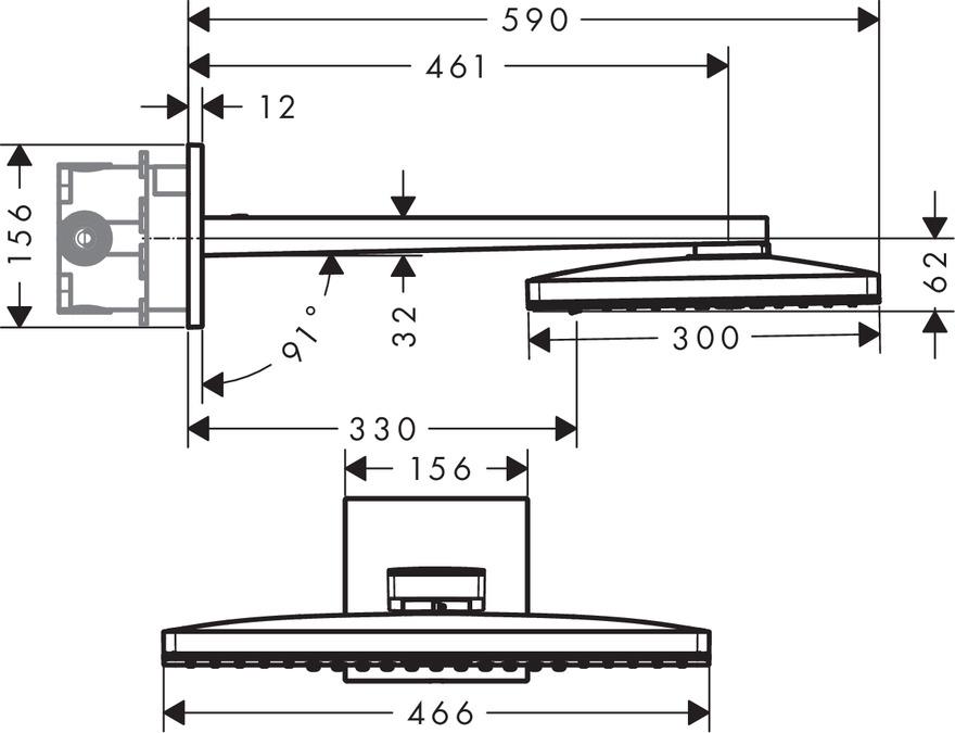 Верхній душ Hansgrohe RAINMAKER SELECT 24005600 460x300 мм Чорний (77152) - фото 2