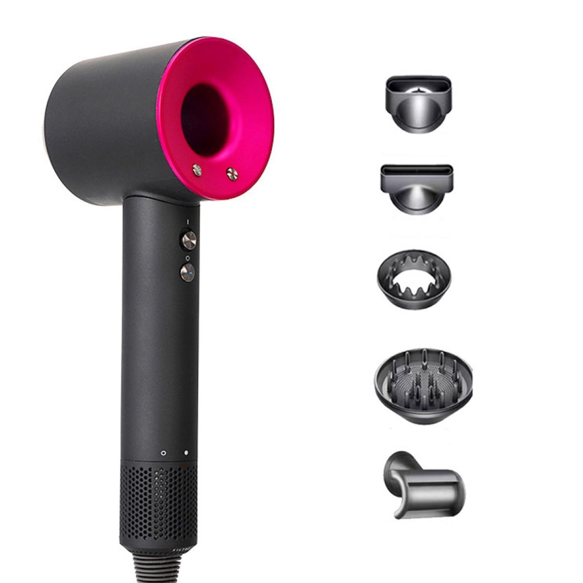 Фен-стайлер для волосся Magic Hair Supersonic Premium 6в1 5 насадок Фуксія