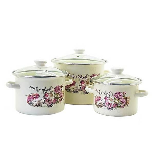 Набор эмалированных кастрюль Epos 3 шт. Молочный (22-66-000017)