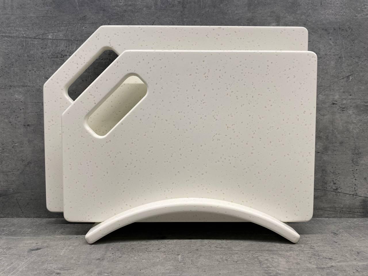 Набір дошок кухонних Cubic White зі штучного акрилового каменю на підставці 2 шт. (197)