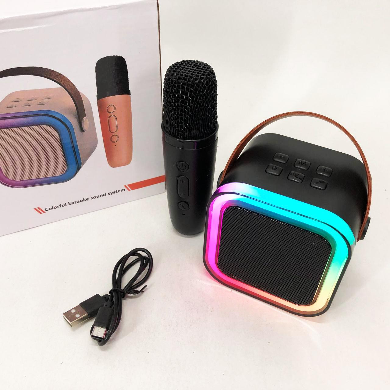 Колонка портативна з караоке мікрофоном та RGB підсвічуванням K12 /10W Bluetooth Чорний - фото 11