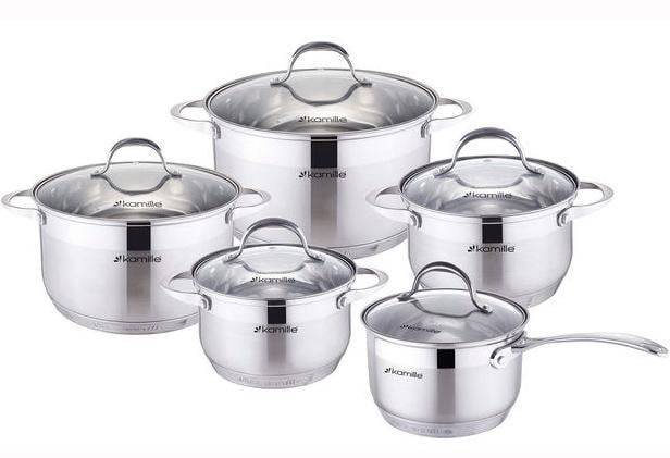 Набір посуду Kamille Mystery 4 шт. 2,1/2,9/3,9/6,5 л та ківш 2,1 л