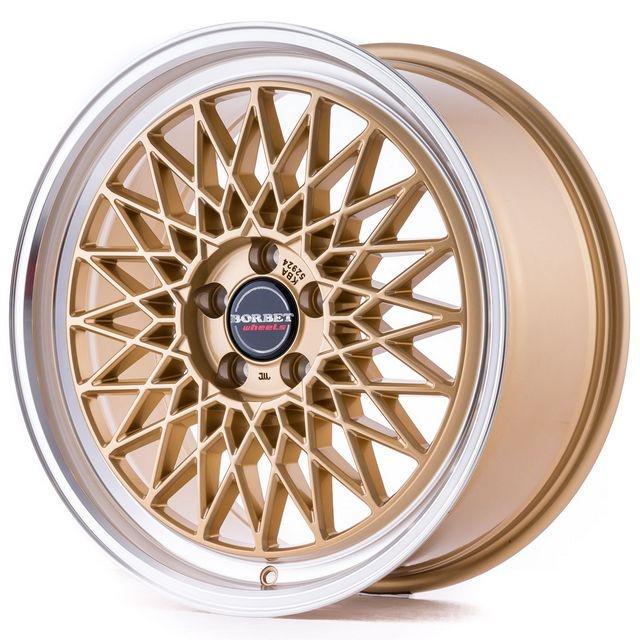 Литые диски Borbet B 7x17 4x100 ET38 DIA64,1 Gold rim polished