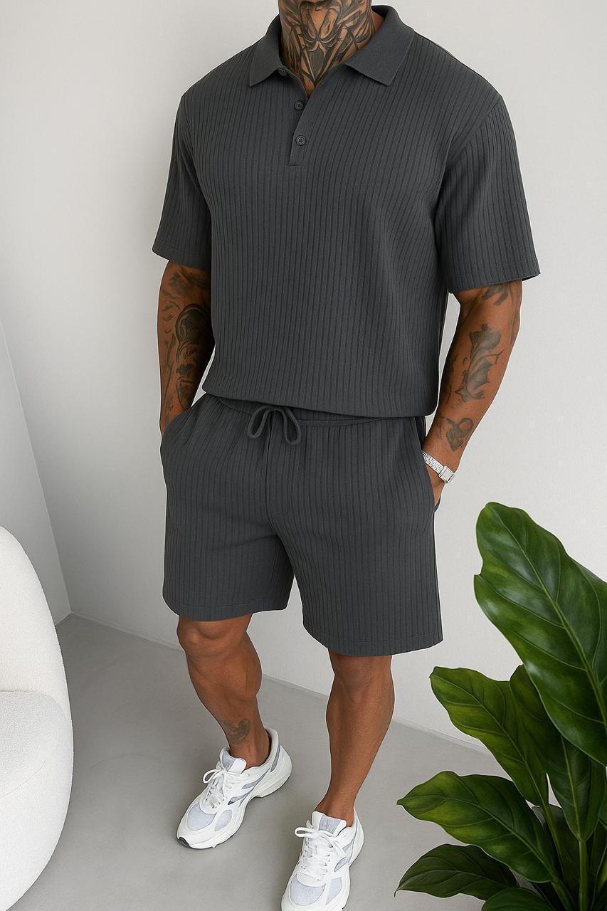 Костюм мужской шорты и поло XL Серый (27209243)