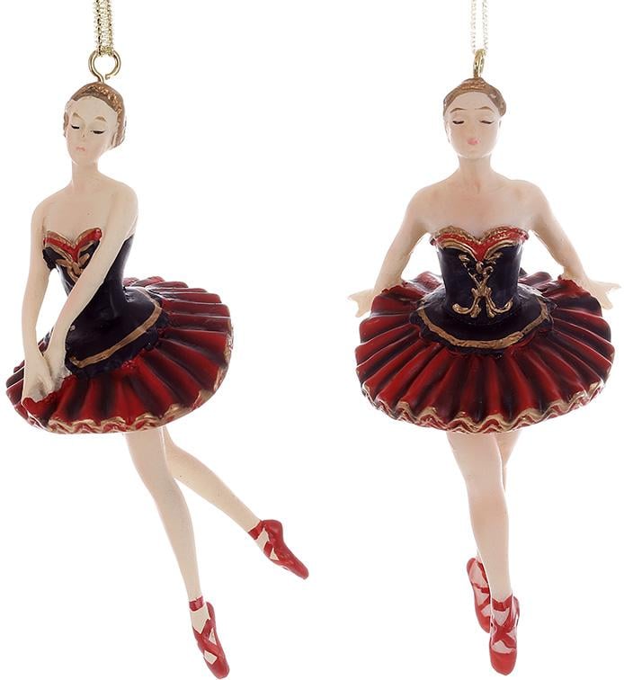 Фигурки подвесные Балерины в черном полистоуне 4 шт. 13 см