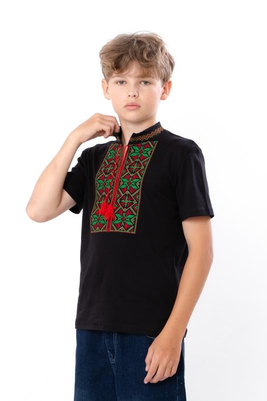 Вишиванка для хлопчика з коротким рукавом Носи Своє 164 см Чорний (6127-015-22) Вишиванка для хлопчика з коротким рукавом Носи Своє 164 см Чорний (6127-015-22)
