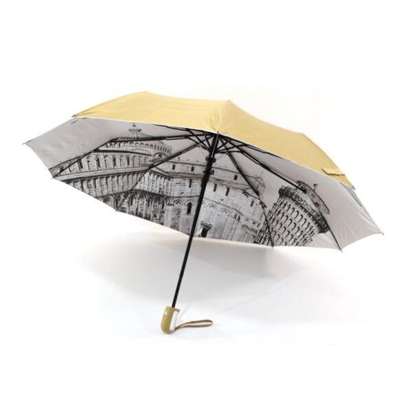 Зонт женский Bellissimа полуавтомат с рисунком города внутри Бежевый (13751)