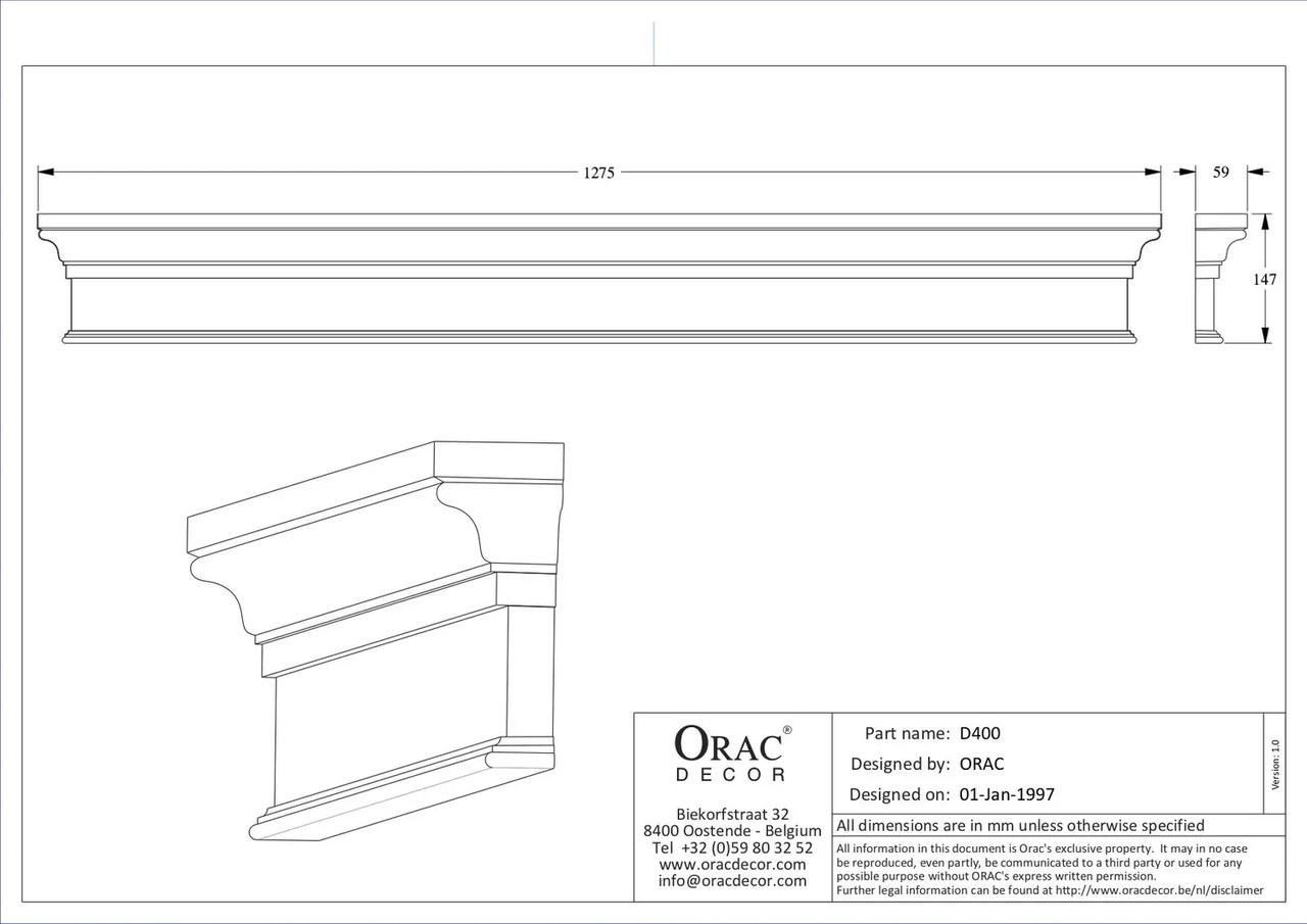 Фронтон Orac D400 59х147х1275 мм (29339281) - фото 2