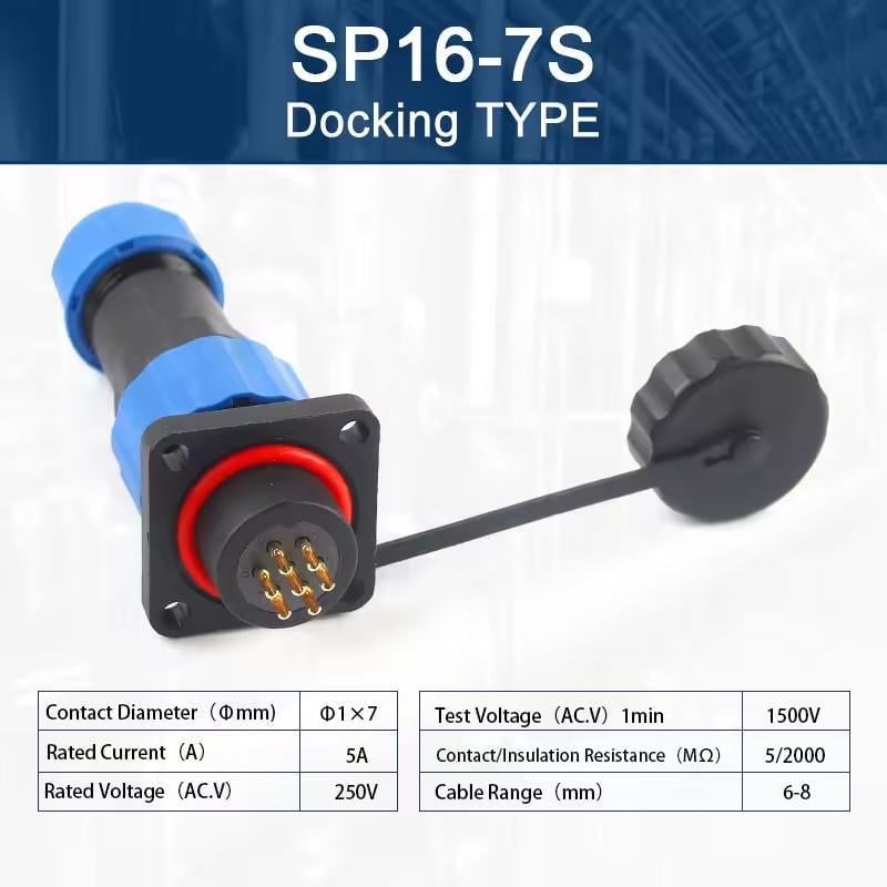 Разъем герметичный SP16 IP68 розетка/штекер на кабель SP16 7S-F-M 7pin 5 А (2735637991) - фото 2 Разъем герметичный SP16 IP68 розетка/штекер на кабель SP16 7S-F-M 7pin 5 А (2735637991) - фото 2