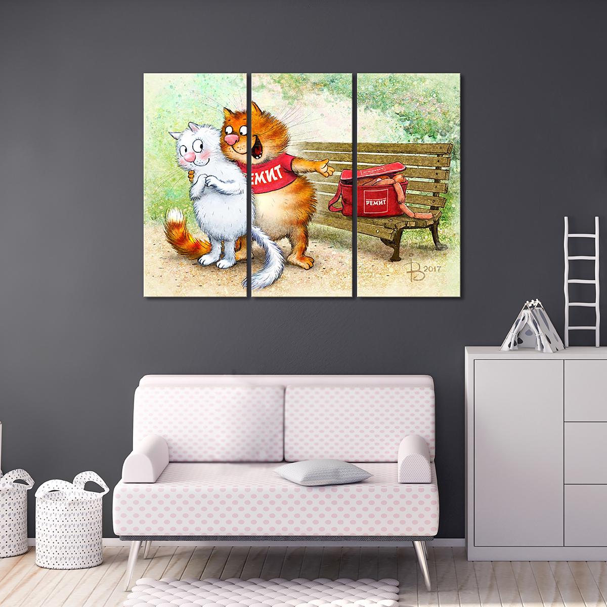 Модульная картина Угощаю 3 модуля 80x120 см