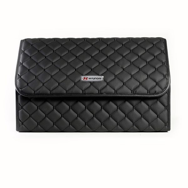 Сумка-органайзер с лого Hyundai в багажник CarsBAG Экокожа 30x50x30 см Черный (acb-1036-5-30х50х30-021)