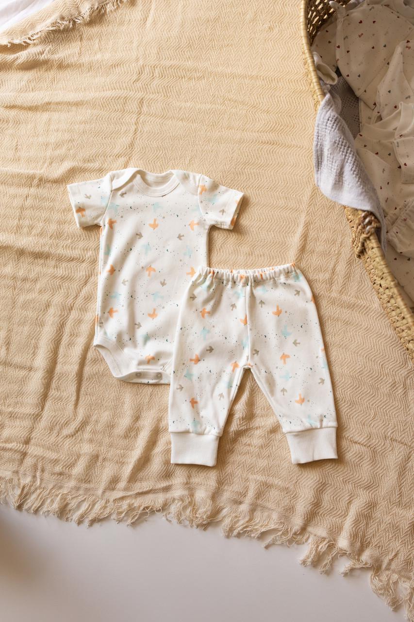 Комплект для  малюка боді з коротким рукавом та штанці інтерлок Пташки 68 см (2705456407)