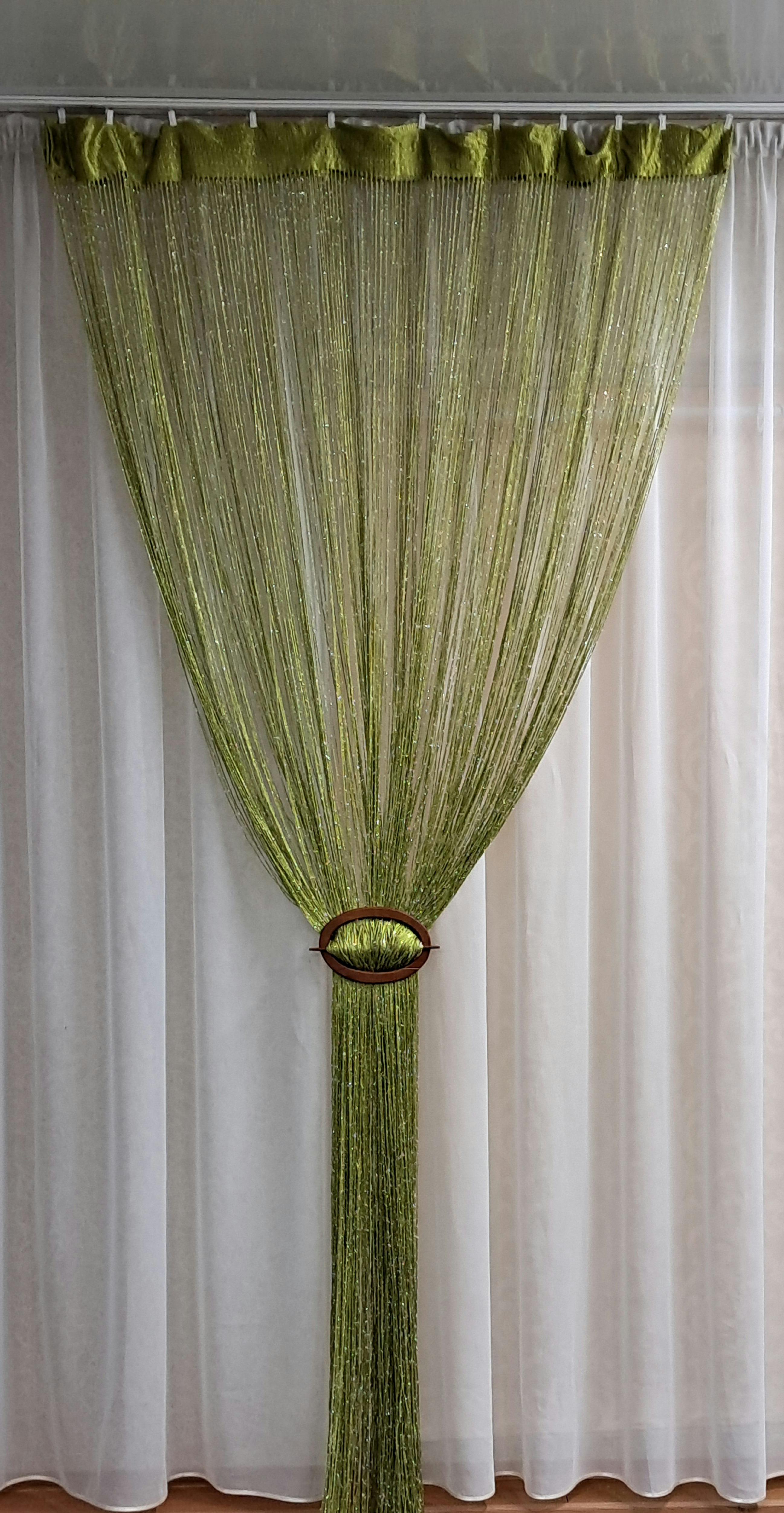 Шторы-нити с люрексом 300х300 см Зеленый