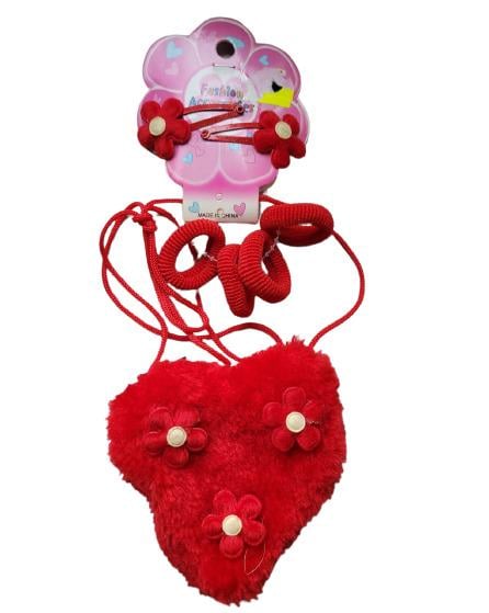 Набір дитячий Сердечко із квіточками для дівчаток із сумочкою (13454494)