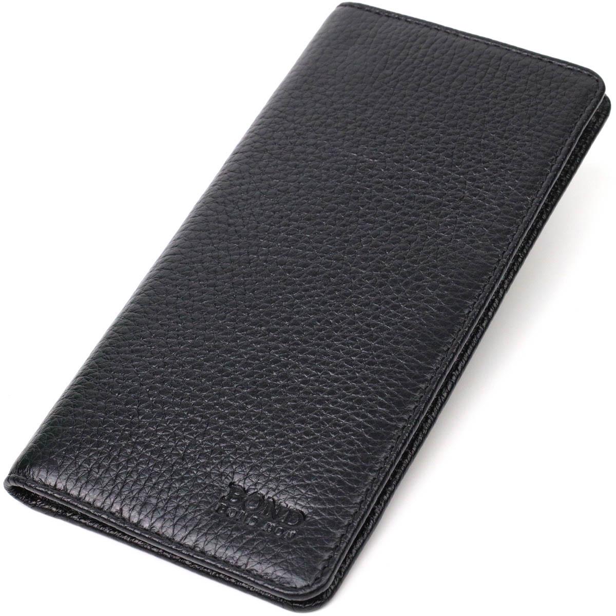 Бумажник мужской Bond-Wallet 21983 из натуральной зернистой кожи Черный