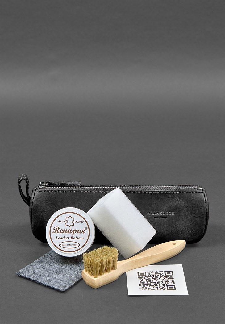 Набор для ухода за кожаными изделиями в кожаном чехле Черный (A-028350) - фото 2