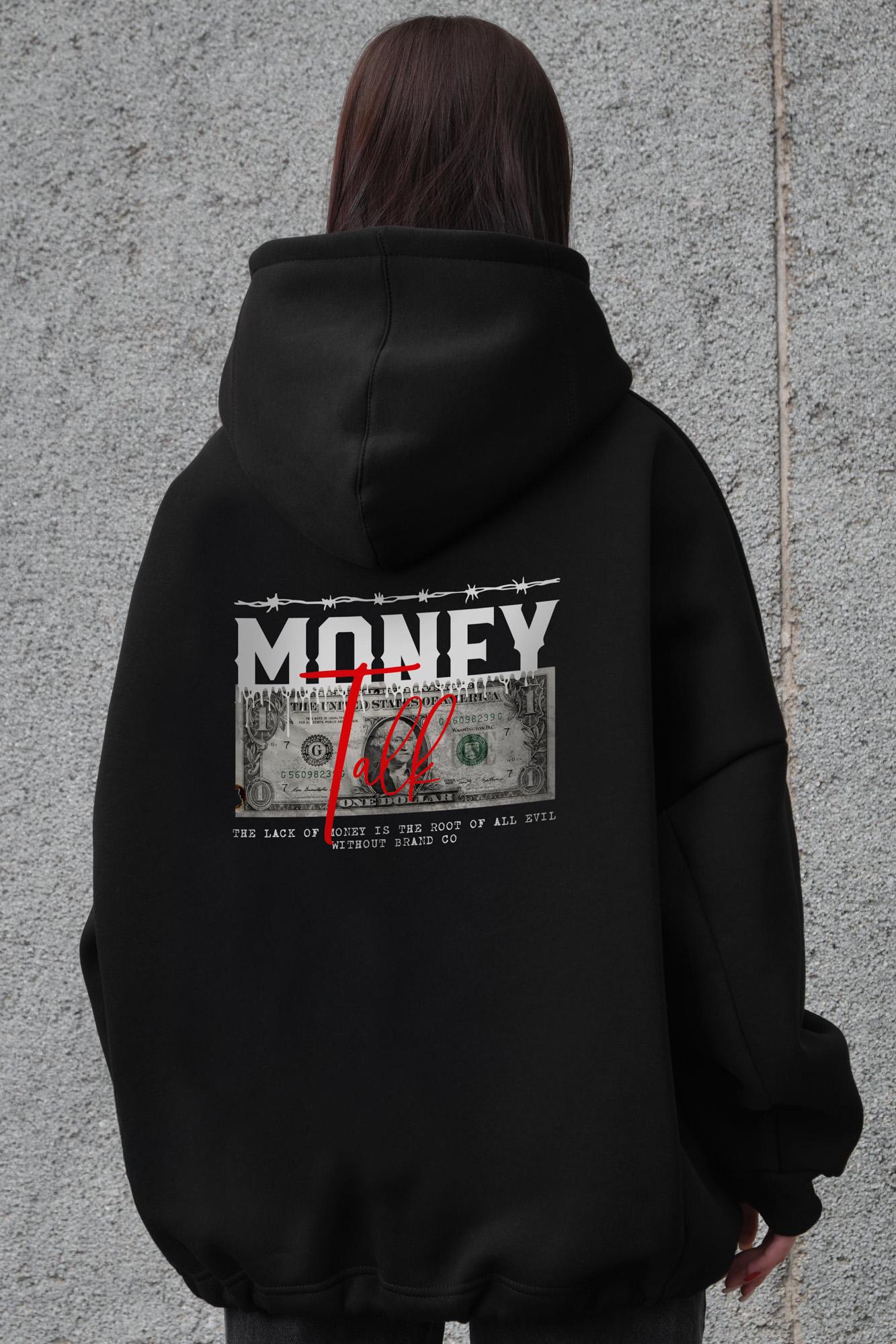 Худи на флисе Without с капюшоном и принтом Talk оверсайз Black (8055556) - фото 5 Худи на флисе Without с капюшоном и принтом Talk оверсайз Black (8055556) - фото 5