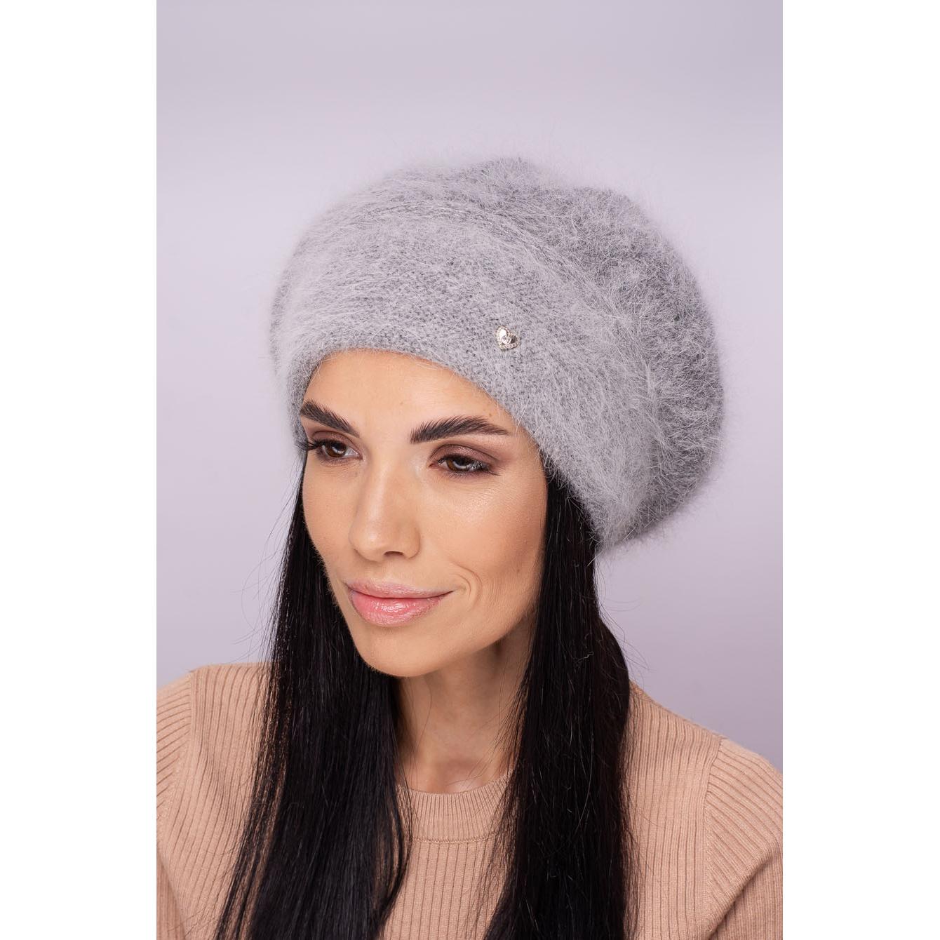 Берет женский двойной ангоровый Leks Жаклин one size Средне-серый