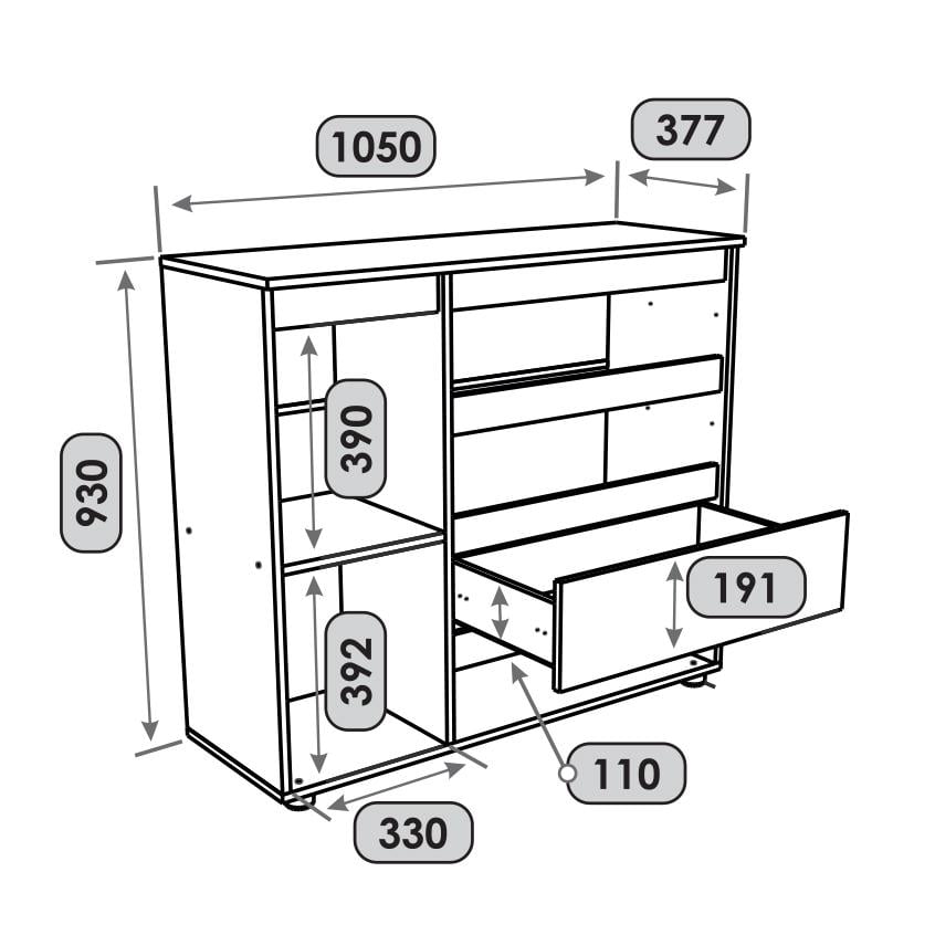 Комод Everest Лайт КЛ-3 1050х377х930 мм Сонома (11113) - фото 8 Комод Everest Лайт КЛ-3 1050х377х930 мм Сонома (11113) - фото 8
