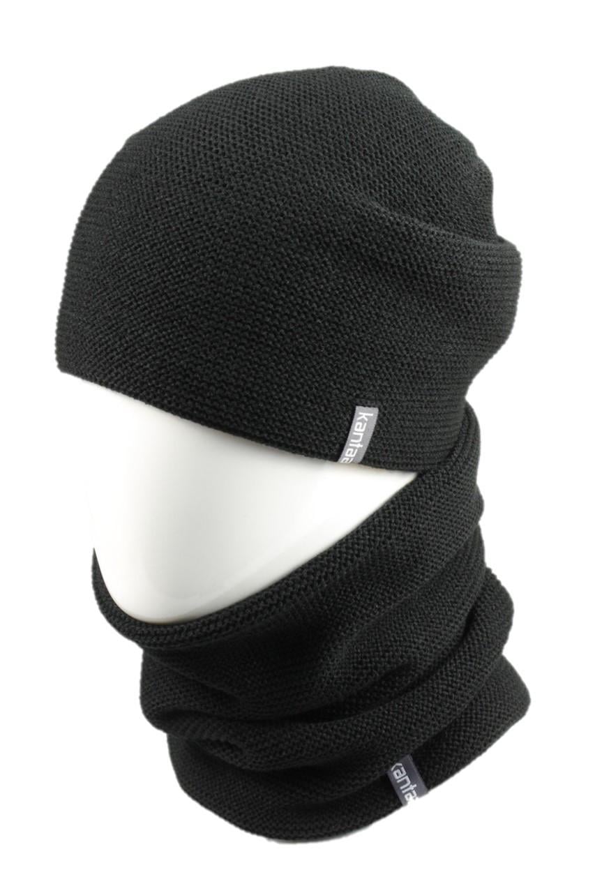 Вязаная шапка Кahta Fashion Hat с Buff снуд унисекс р. 57-58 Черный (OC-116)