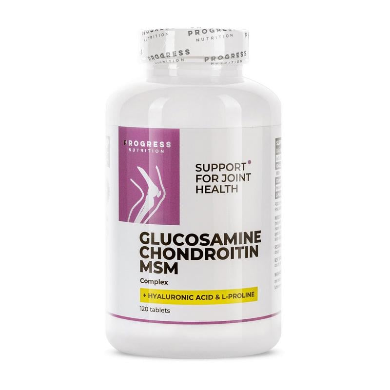 Хондропротектор Progress Nutrition Glucosamine Chondroitin MSM Complex глюкозамін хондроїтин і MSM 120 табл.