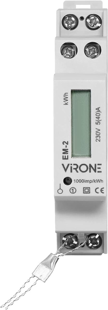 Счетчик электроэнергии VIRONE EM-2 1F 40A на DIN-рейке TH-35 - фото 1