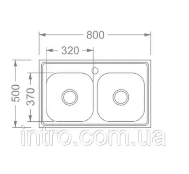 Мийка нержавіюча накладна подвійна матова 800х500х180 мм 0,8 мм (RC5080) - фото 5 Мийка нержавіюча накладна подвійна матова 800х500х180 мм 0,8 мм (RC5080) - фото 5