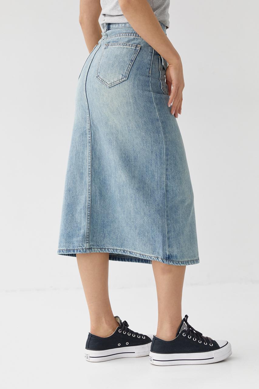 Юбка с разрезом XL Голубой (10431333) - фото 2 Юбка с разрезом XL Голубой (10431333) - фото 2