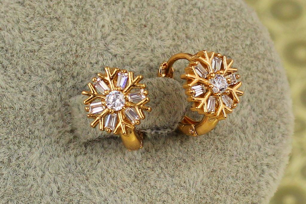 Серьги детские Xuping Jewelry Снежинка 1,3 см Золотистый (2563492888)
