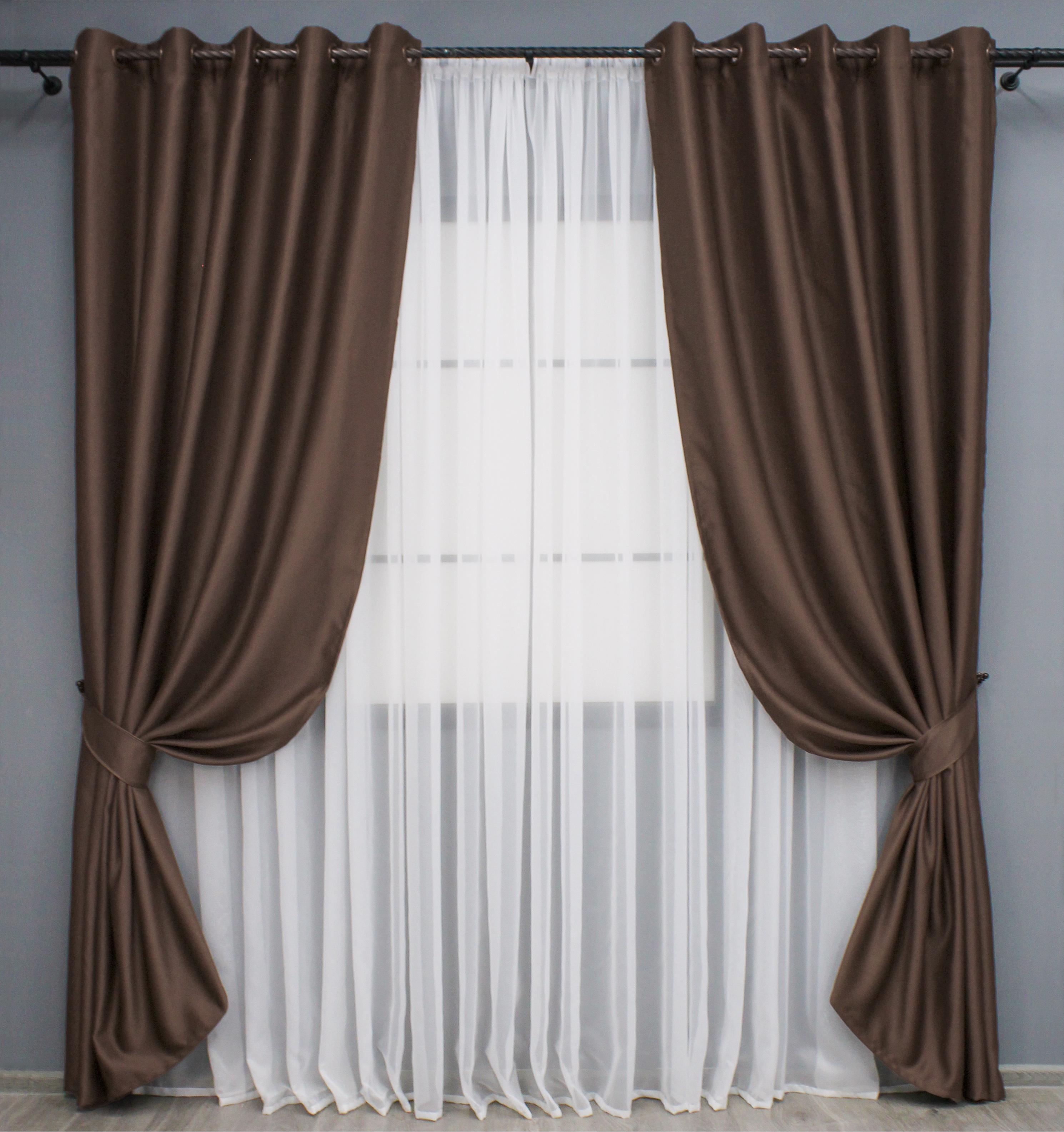 Комплект штор на люверсах VR-Textil Блекаут Bagema Rvs № 1243ш 150х250 см 2 шт. Коричневий (37-0164)