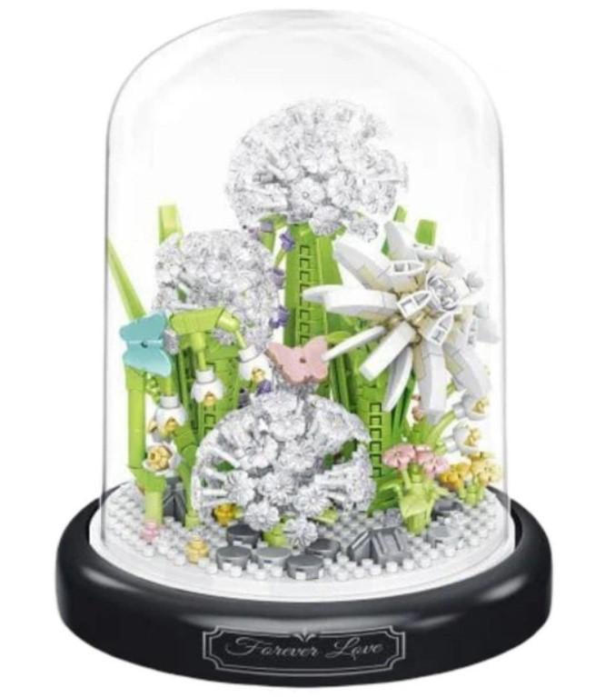 Конструктор Dandelions серия Flower Flask Белые одуванчики под куполом 660 деталей (2104619278)