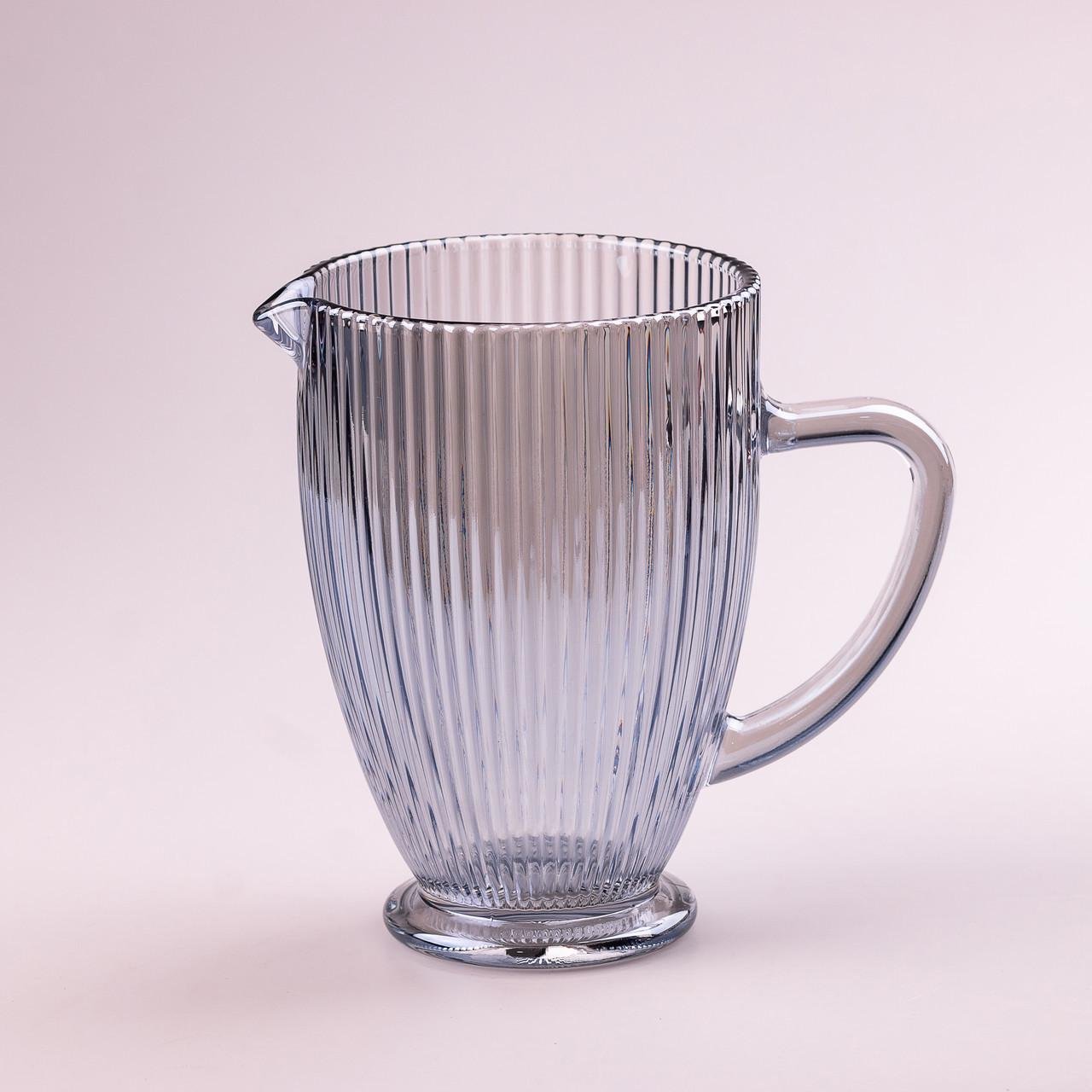 Кувшин для напитков ребристый с толстого стекла 1,2 л Голубой (3230) - фото 4 Кувшин для напитков ребристый с толстого стекла 1,2 л Голубой (3230) - фото 4