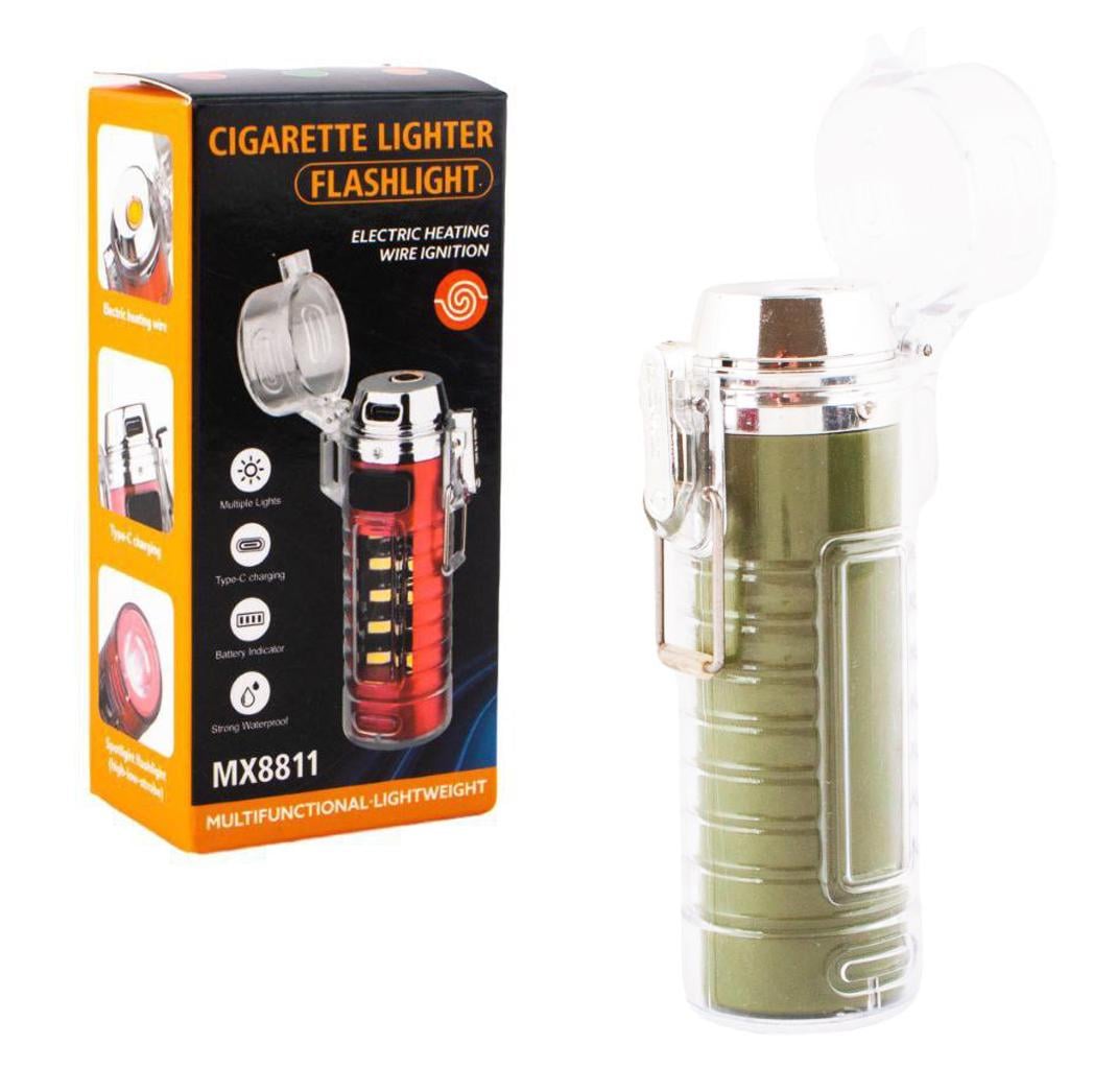 Фонарь многофункциональный 8811-COB white/red/RGB Zoom/зажигалка/USB-C Black