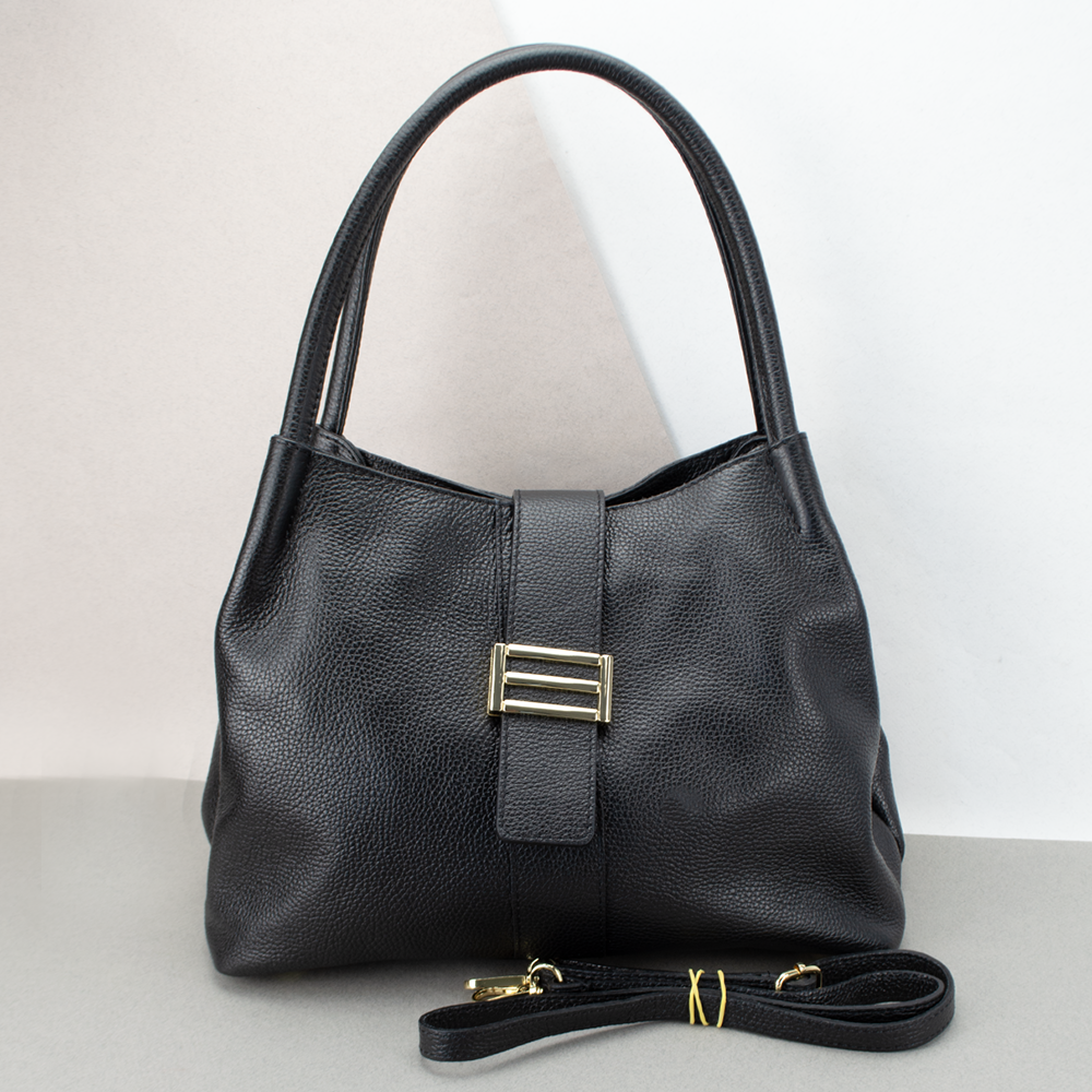 Сумка-шопер жіноча шкіряна Virginia Conti 03602 з 2 ручками Чорний (2353640967)