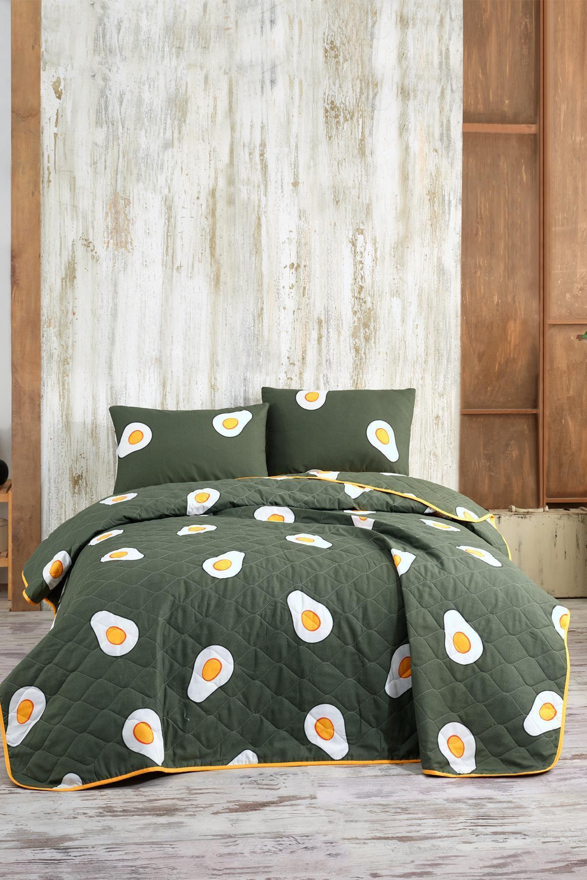 Покрывало стеганное с наволочками Eponj Home-Avokado yesil 200х220 см Зеленый (61088)