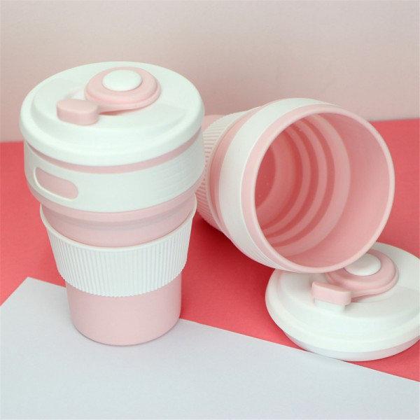 Складной силиконовый стакан Collapsible Coffe Cup 350 мл R30043 Розовый (af4a52c7) - фото 11