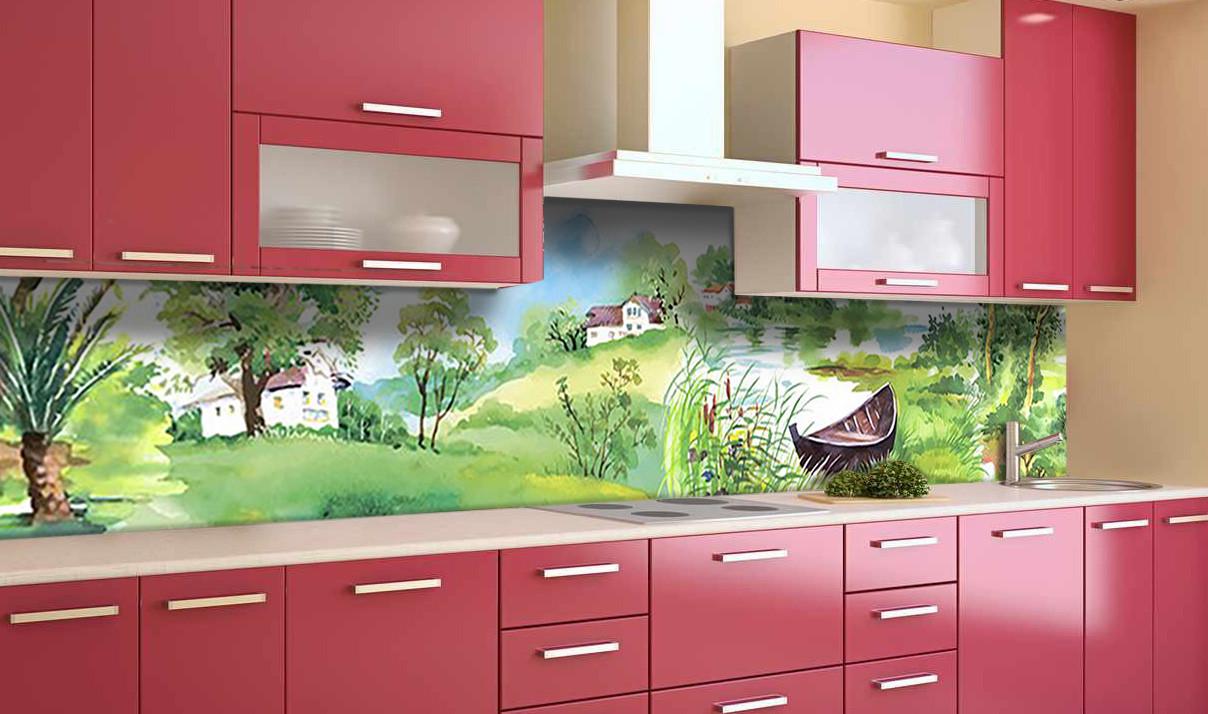 Кухонный фартук Зеленая река акварель из самоклеющейся виниловой пленки 60х300 см Зеленый Кухонный фартук Зеленая река акварель из самоклеющейся виниловой пленки 60х300 см Зеленый