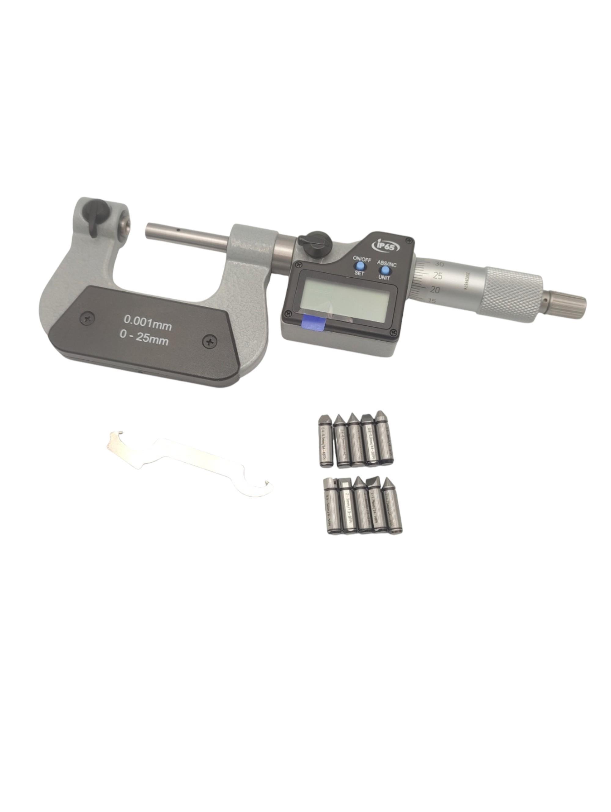 Микрометр резьбовой цифровой OTTIMO МВМЦ 0-25 0.001 пыле-влагозащищенный корпус IP65 (31554016)