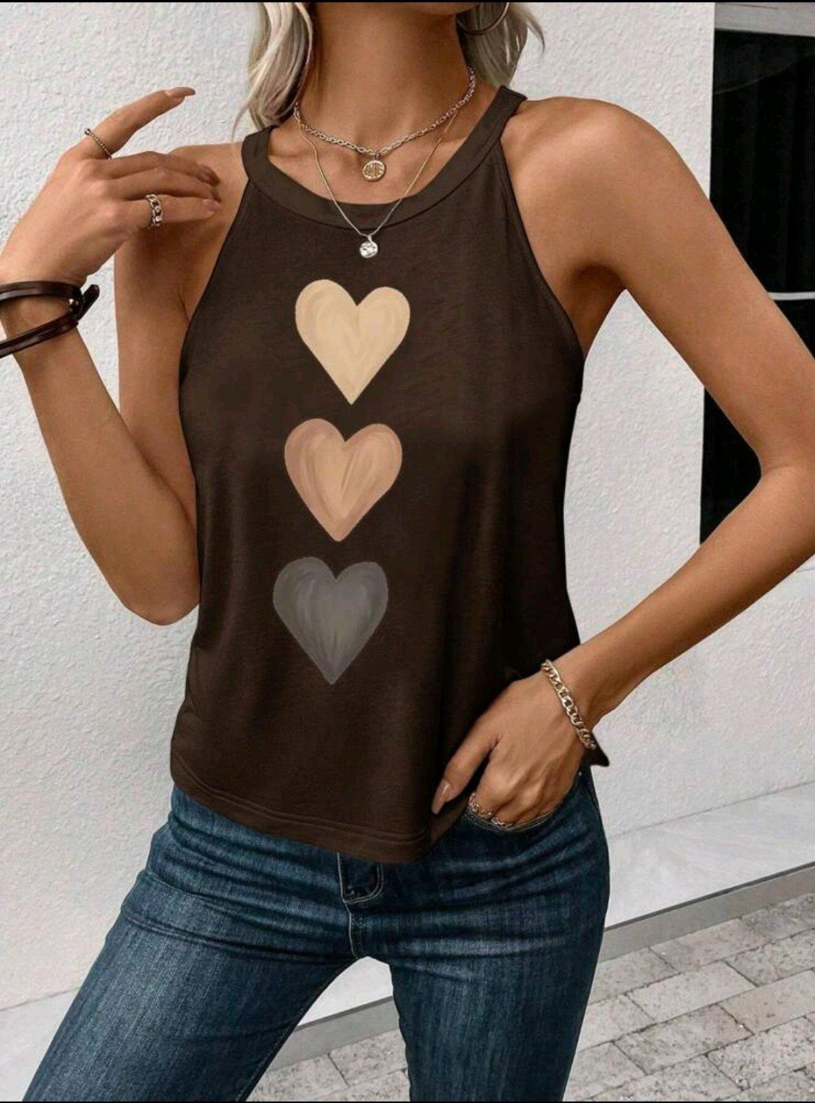 Майка женская Heart Print S Шоколадный (27338203)