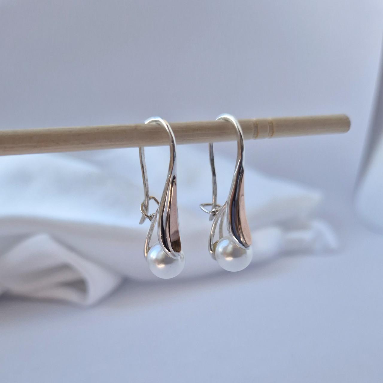 Серьги с золотой пластиной с жемчужиной 925/375 пробы 3,88 г (713)