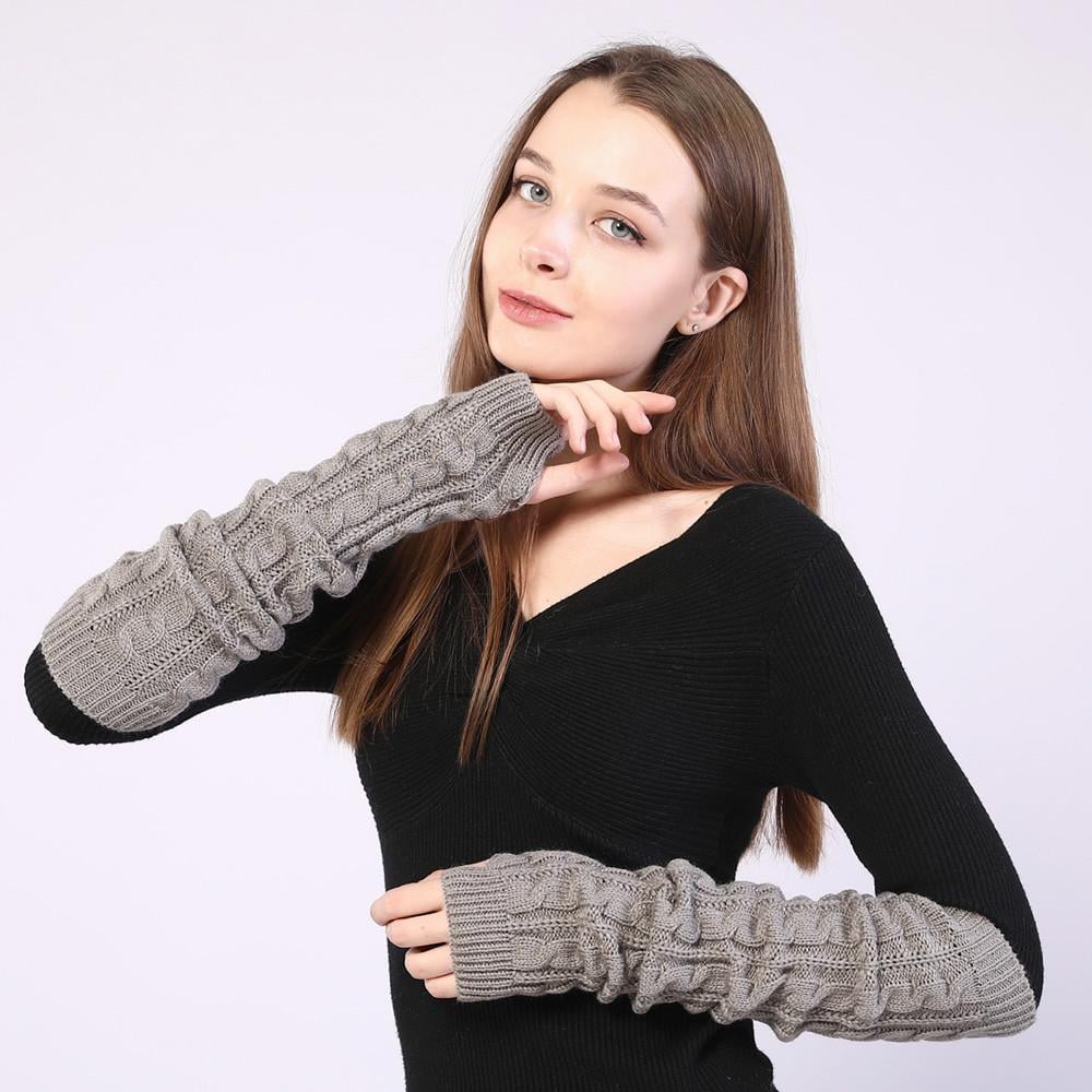 Мітенки в'язані за лікоть One size Сірий (2434) - фото 2