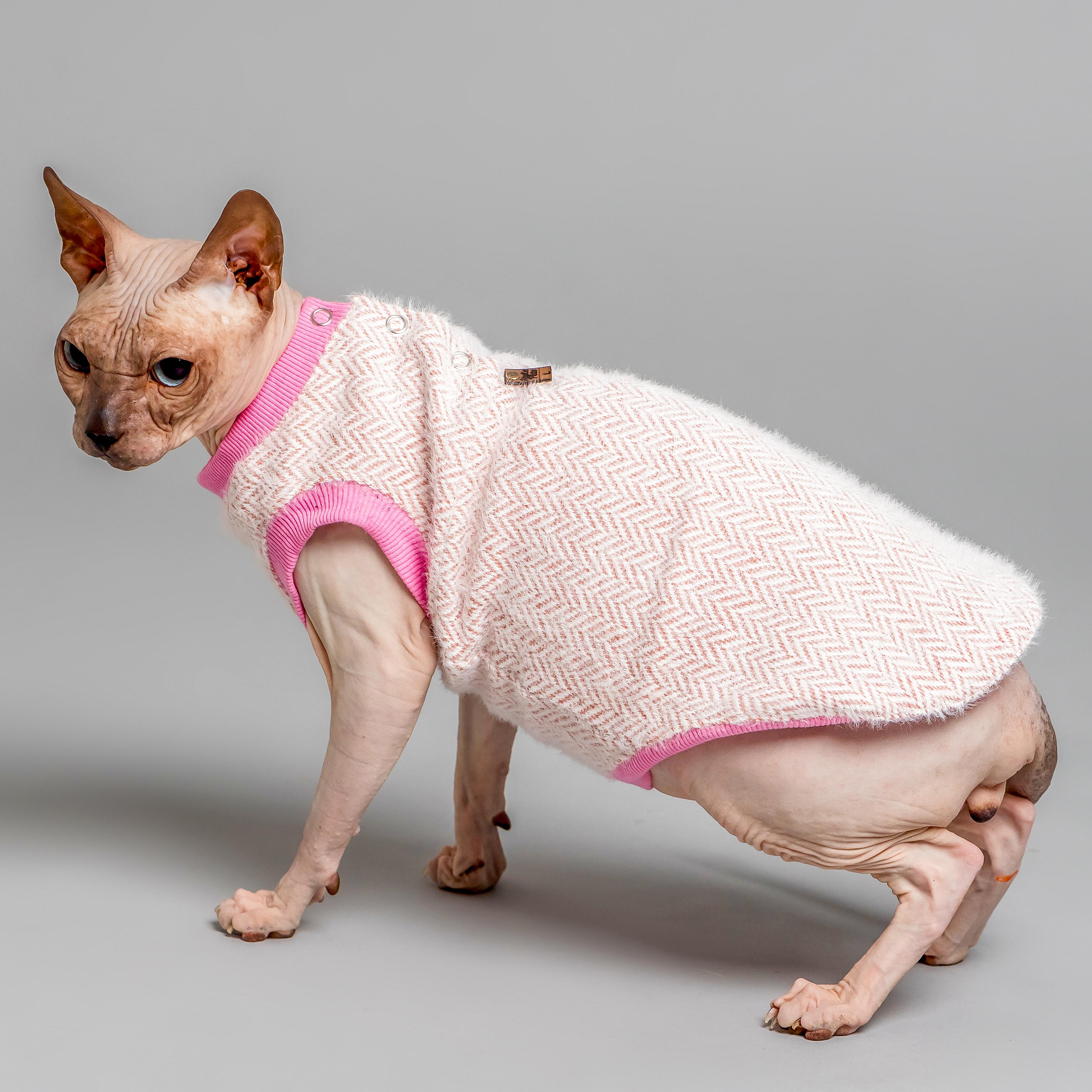 Кофта для кошек без рукавов теплая Style Pets Елка M Pink (459M) - фото 3