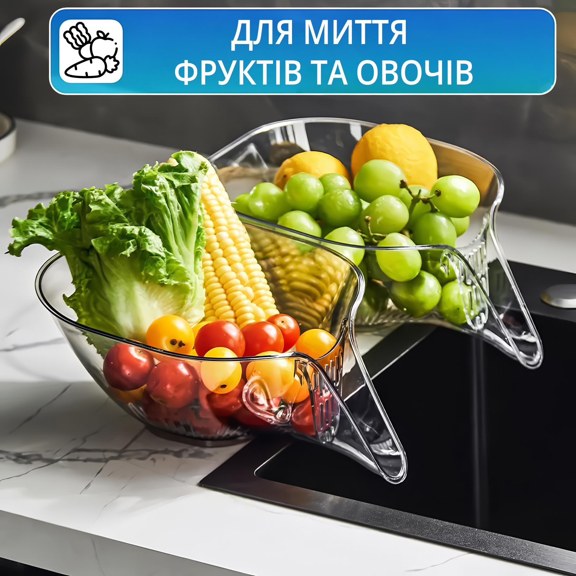 Миска дуршлаг для мытья фруктов и овощей (YMNZLV-0022) - фото 4