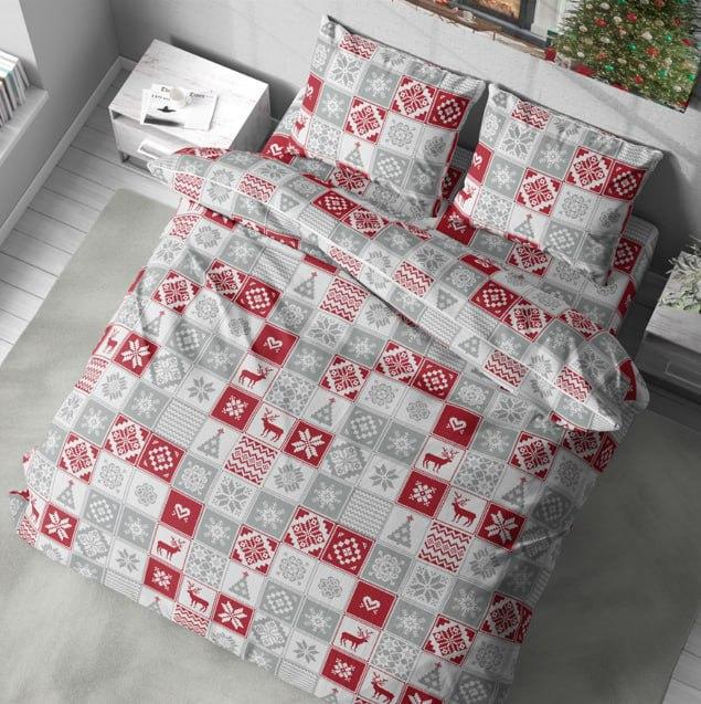 Комплект постельного белья евро 200х220 см/наволочка 50х70 см 2 шт. Серо-красный (23390126)