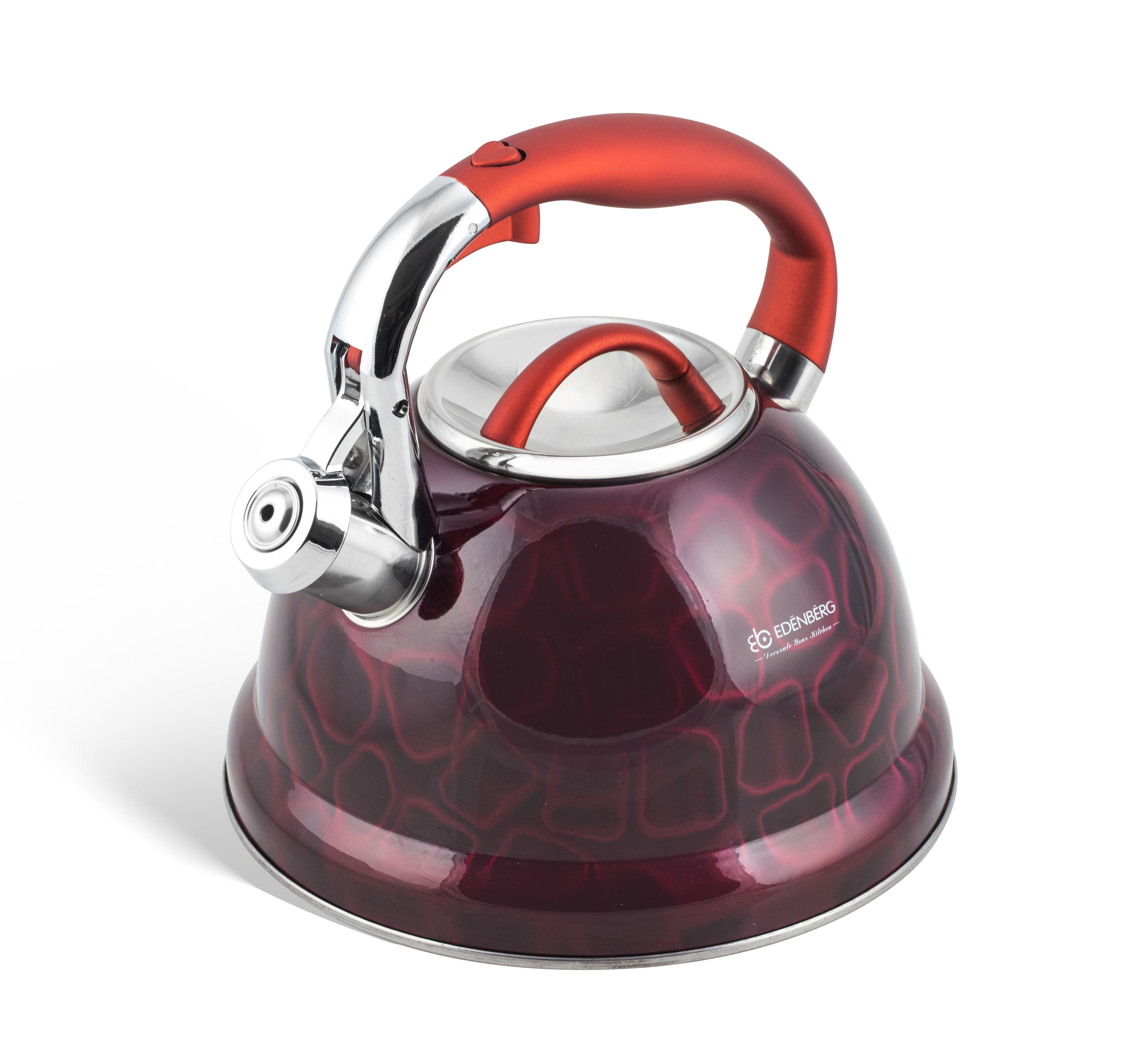 Чайник Edenberg зі свистком з нержавіючої сталі 3 л (EB-1910-red) - фото 2