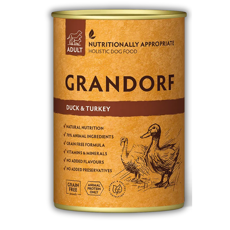 Корм для собак влажный Grandorf Утка и индейка для взрослых собак всех пород 400 г х 6 шт. (PGDW99403) Корм для собак влажный Grandorf Утка и индейка для взрослых собак всех пород 400 г х 6 шт. (PGDW99403)